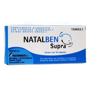 NATALBEN SUPRA 30 CAPSULAS Complemento vitamínico y mineral para embarazo