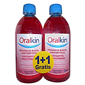 Oralkin Enjuague Bucal Con Hexetidina.- 500ml. Pack 2x1. Total (1000 mililitros)
