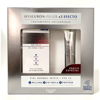 Eucerin Hyaluron-Filler 50 ml, Crema Dia Normal y Mixta + Regalo Contorno de ojos.